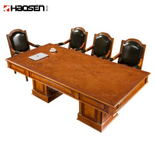 Wooden classical Customizable size boardroom furniture 8 people small conference table and chairs set